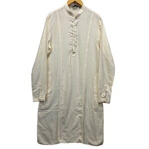 Brahaan by Narains Mens Cream Kurta Tunic Mandarin Collar Long Sleeve Size 42